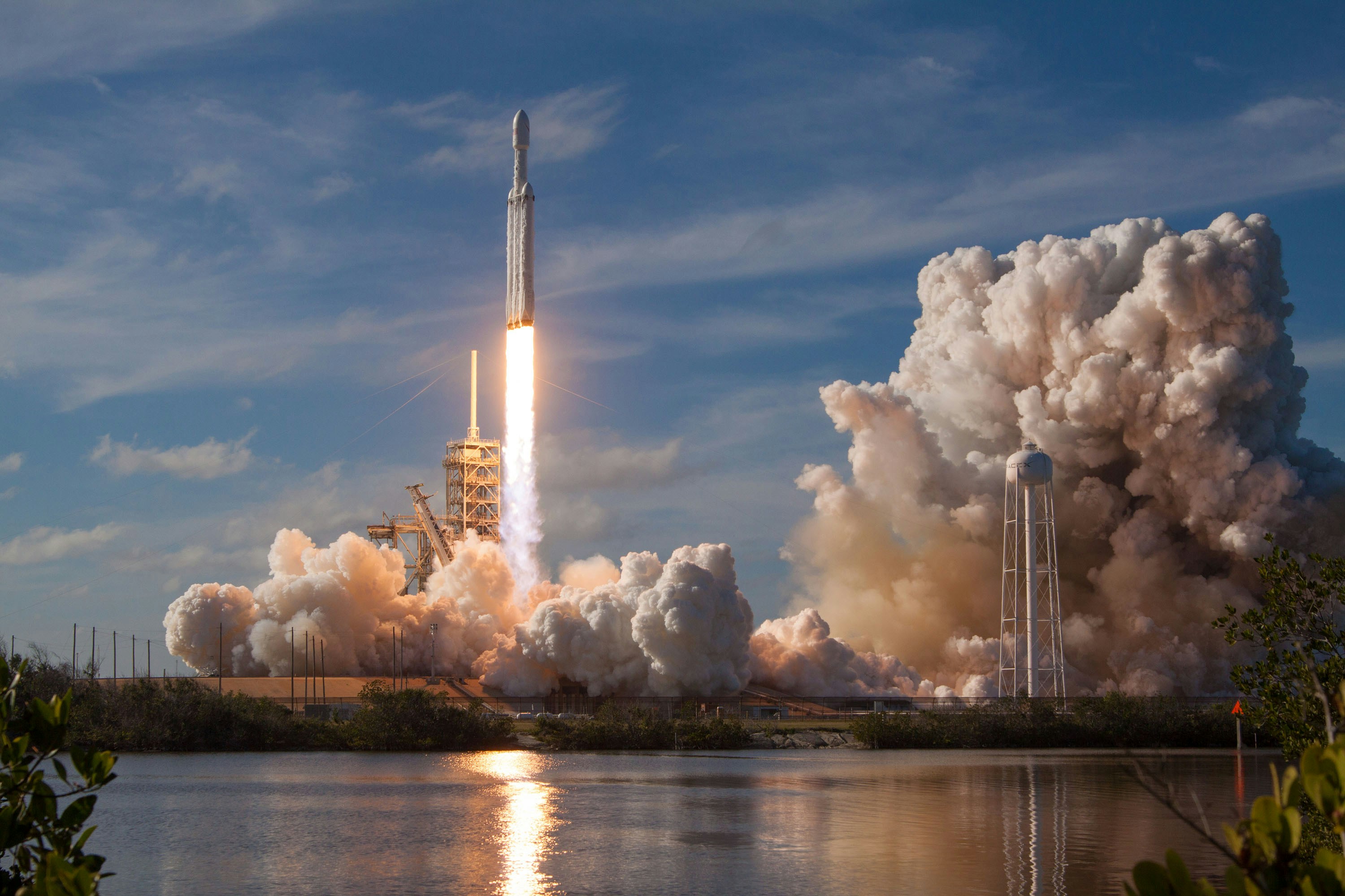 Rocket launch from Florida's Space Coast illuminating the sky